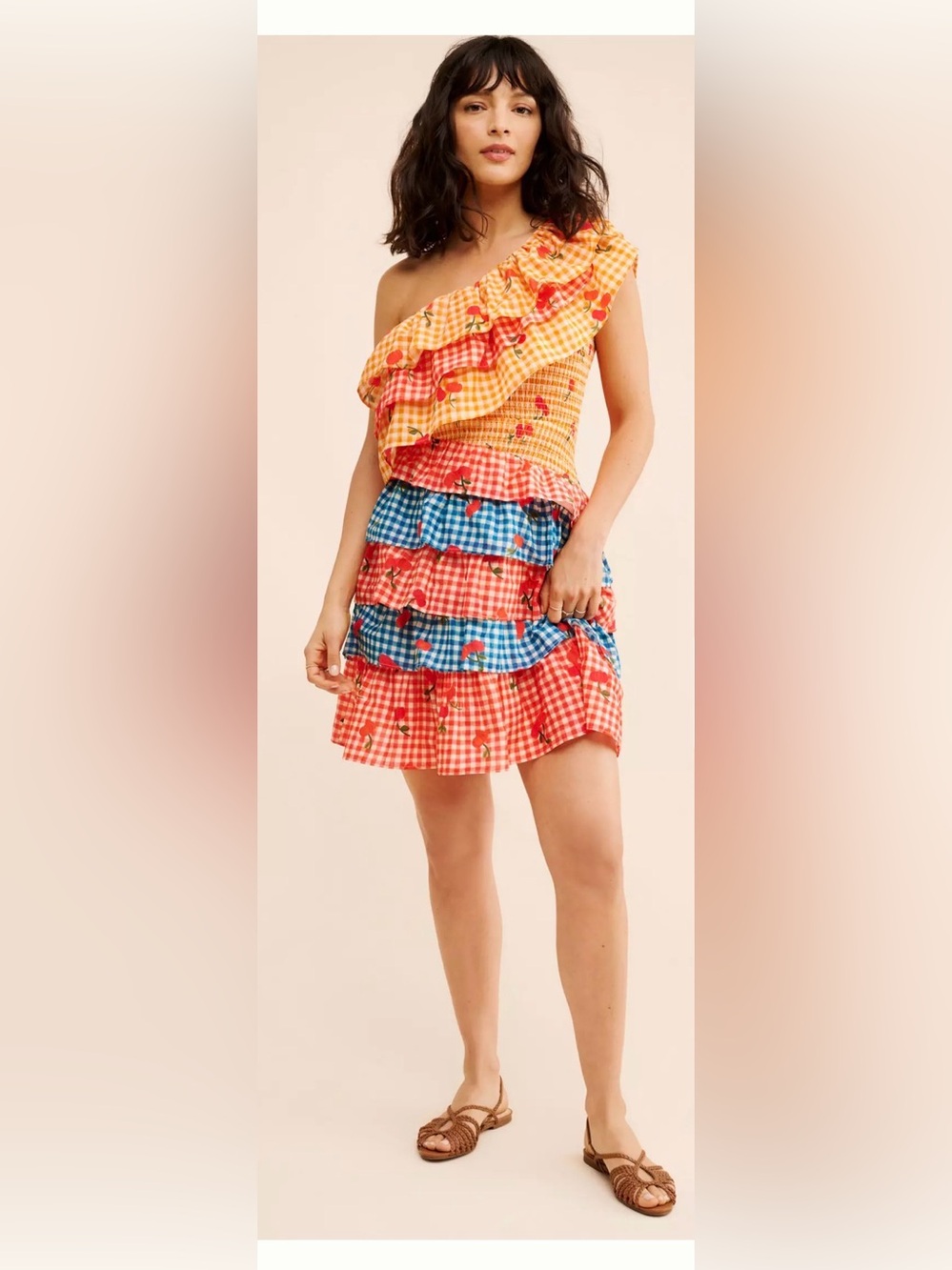Farm Rio One Shoulder Cherry Mini Dress medium $165